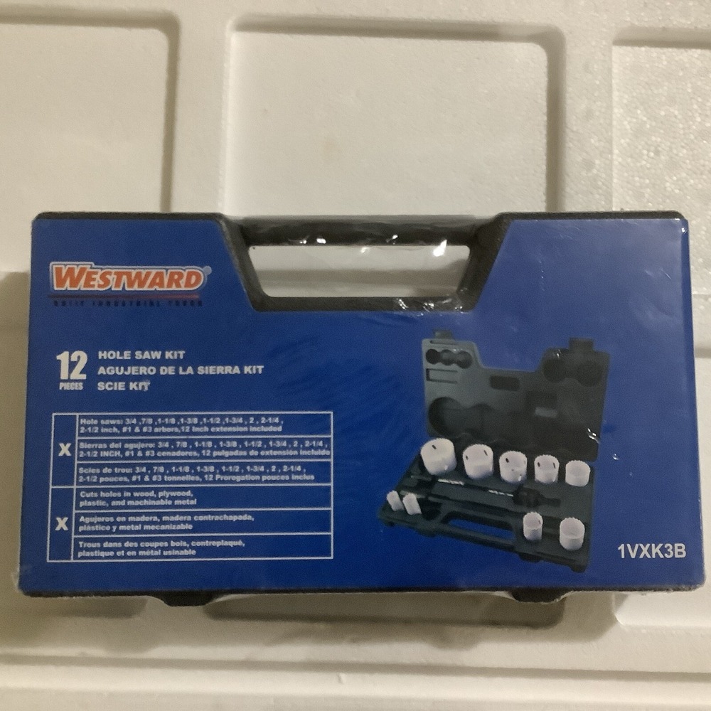 Westward 1Vxk3 Hole Saw Kit,Bimetal,3/4 To 2.5 In,12 Pc